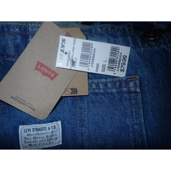 Levis Womens L Denim Overalls Blue Jean Carpenter Bib Pockets Button Closure New - Picture 8 of 8